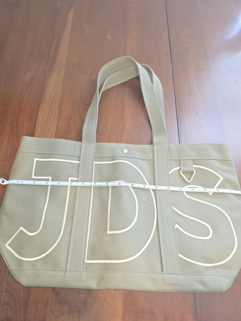 Baublebar NEW JDS Olive Canvas Tote Bag with Contrast Stitching